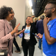 Briahna Joy Gray talking with Bernie Sanders campaign volunteers at Wofford College in Spartanburg on Friday, February 27, 2020.